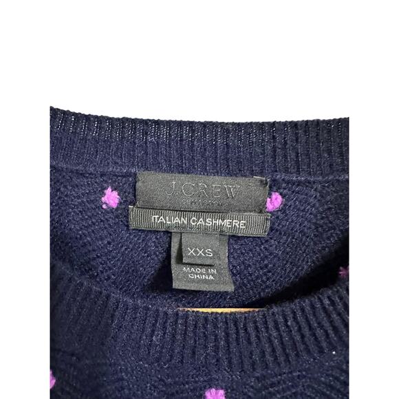 J Crew Italian Cashmere Navy Purple Dots Pullover Sweater Size‎ XXS - Picture 4 of 5